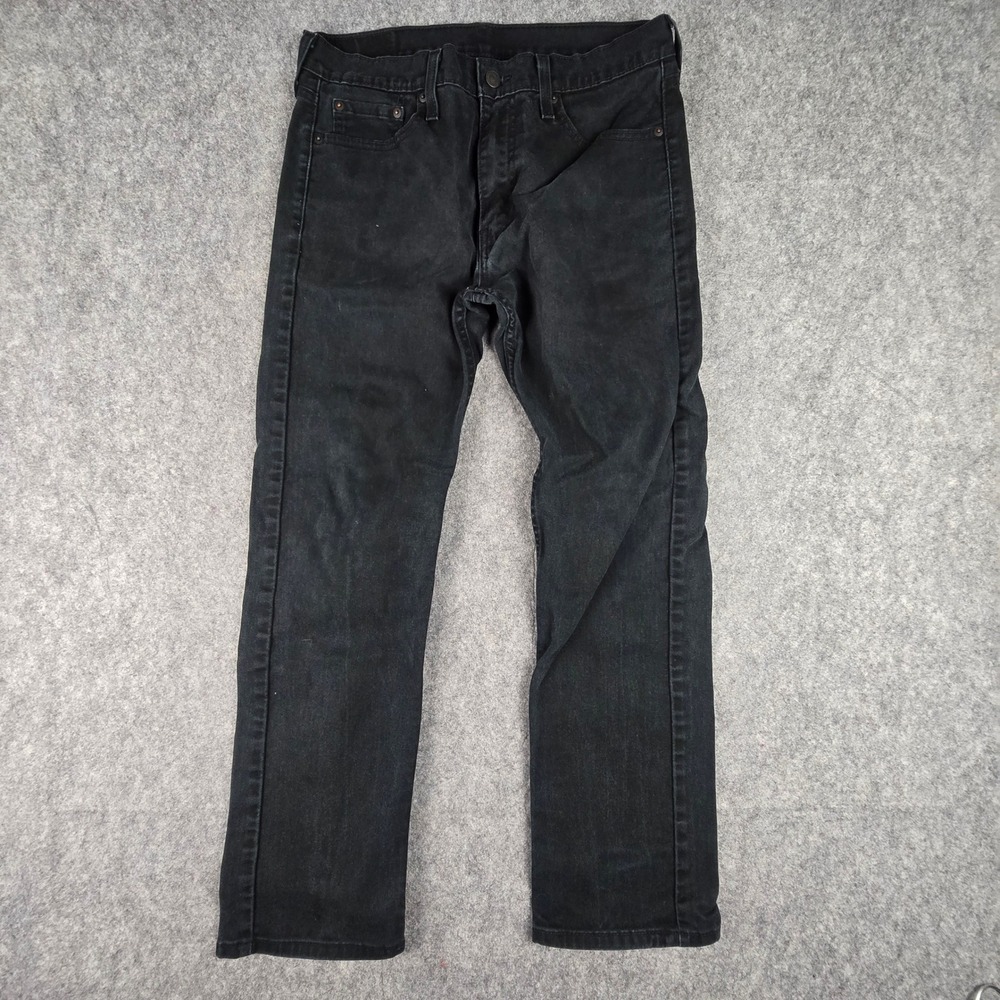Levis 513 Slim Straight Jeans Mens 32x30 Black Denim Faded Fitter Pants